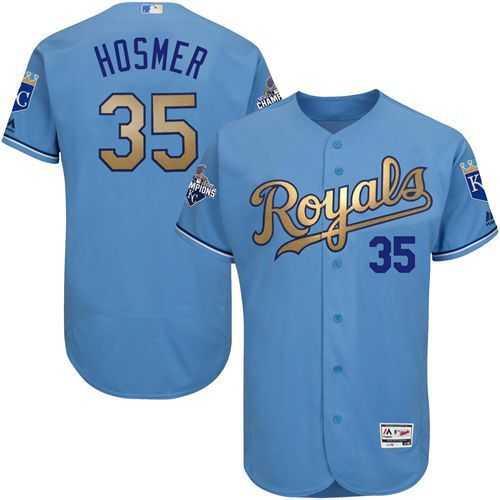 Glued Kansas City Royals #35 Eric Hosmer Light Blue FlexBase 2015 World Series Champions Gold Program Baseball Jersey,We sell and wholesale Glued Kansas City Royals #35 Eric Hosmer Light Blue FlexBase 2015 World Series Champions Gold Program Baseball Jersey on line form chian!